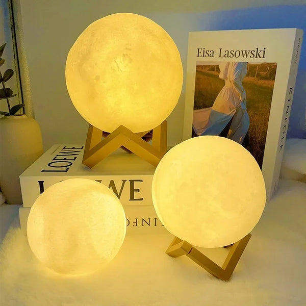 3D Moon Lamp — Warm Glow Night Light & Gift (16 Colors)